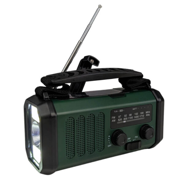 Nødradio FM/AM - 10.000 mAh powerbank - Håndsving - Solcelle Nødradio FM/AM - 10.000 mAh powerbank - Håndsving - Solcelle